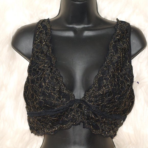 Black/Gold HALTER TOP SIZE L BY ALTARD STATE INTIMATES USED ONCE - Picture 1 of 4